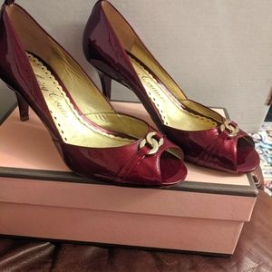 Red Patent Juicy Couture Peep Toe Shoes 9M